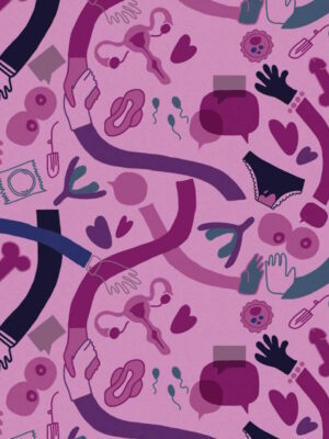 Motifs fond violet Fond d'écran avec des motifs liés à l'éducation complète à la sexualité